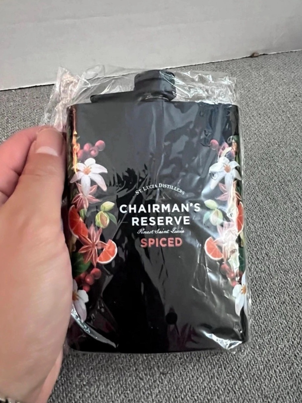 Chairman's Reserve Spiced Rum Black Stainless Steel Hip Flask - Brand New Rare